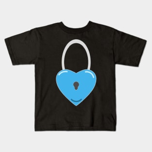 A blue love padlock for couple Kids T-Shirt